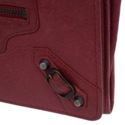Pre Owned Balenciaga Red Leather Classic Money Wallet