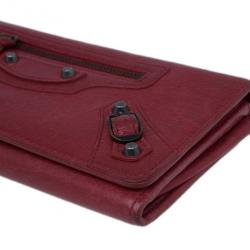 Pre Owned Balenciaga Red Leather Classic Money Wallet