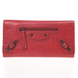 Pre Owned Balenciaga Rouge Cardinal City Classic Money Wallet
