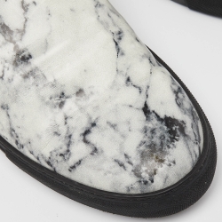 Pre Owned Balenciaga White/Black Marble Print Leather Slip On Sneakers Size 46