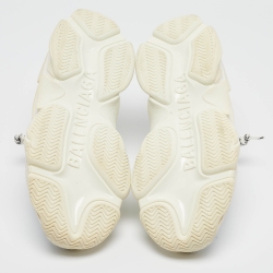 Pre Owned Balenciaga White Leather Triple S All Over Logo Sneakers Size 39