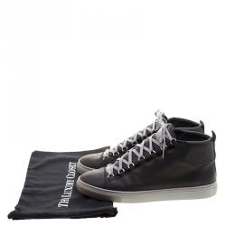 Pre Owned Balenciaga Black Leather Arena High Top Sneakers Size 45