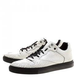 مملوكة مسبقًا Balenciaga White Cracked Leather Sneakers Size 46
