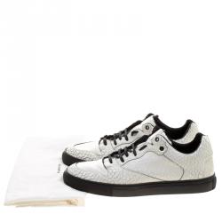 مملوكة مسبقًا Balenciaga White Cracked Leather Sneakers Size 46