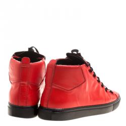 Pre Owned Balenciaga Red Embossed Nubuck Arena High Top Sneakers Size 44