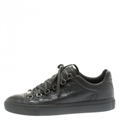 Pre Owned Balenciaga Grey Leather Arena Low Top Sneakers Size 41