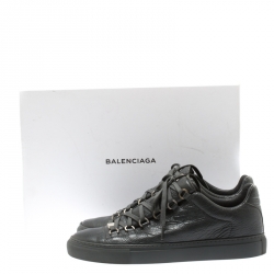 Pre Owned Balenciaga Grey Leather Arena Low Top Sneakers Size 41