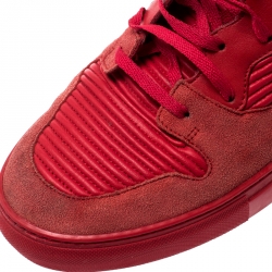 Balenciaga Red Leather And Suede High Top Sneakers Size 42