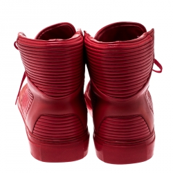 Balenciaga Red Leather And Suede High Top Sneakers Size 42