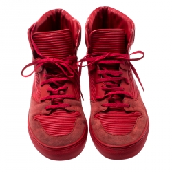 Balenciaga Red Leather And Suede High Top Sneakers Size 42