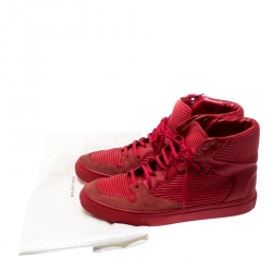 Balenciaga Red Leather And Suede High Top Sneakers Size 42