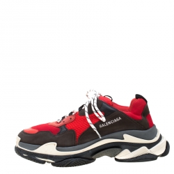 Pre Owned Balenciaga Multicolor Mesh And Leather Triple S Platform Sneakers Size 46