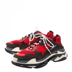 Pre Owned Balenciaga Multicolor Mesh And Leather Triple S Platform Sneakers Size 46