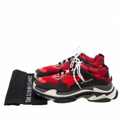 Pre Owned Balenciaga Multicolor Mesh And Leather Triple S Platform Sneakers Size 46