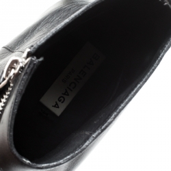 Balenciaga Black Leather Asymmetric Zip Ankle Boots Size 43