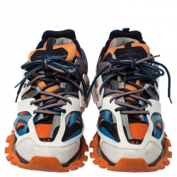 Pre Owned Balenciaga Multicolor Leather/Mesh Track Lace Up Sneakers Size 44