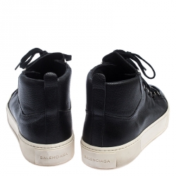 Pre Owned Balenciaga Black Leather Arena Low Top Sneakers Size 43