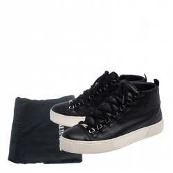 Pre Owned Balenciaga Black Leather Arena Low Top Sneakers Size 43