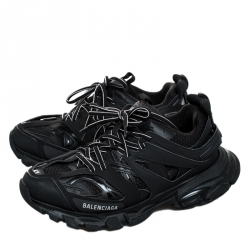 Balenciaga Black Leather And Mesh Track Low Top Sneakers Size 41