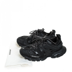 Balenciaga Black Leather And Mesh Track Low Top Sneakers Size 41