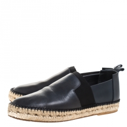 Pre Owned Balenciaga Grey Leather Espadrille Flats Size 42