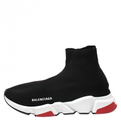 Pre Owned Balenciaga Black Knit Fabric Speed Trainer Sneakers Size 41