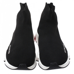 Pre Owned Balenciaga Black Knit Fabric Speed Trainer Sneakers Size 41
