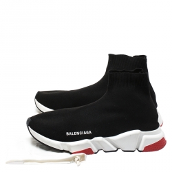 Pre Owned Balenciaga Black Knit Fabric Speed Trainer Sneakers Size 41