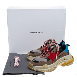 Balenciaga Multicolor Mesh, Nubuck And Leather Triple S Platform Sneakers Size 41