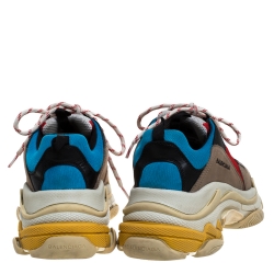 Balenciaga Multicolor Mesh, Nubuck And Leather Triple S Platform Sneakers Size 41
