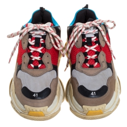 Balenciaga Multicolor Mesh, Nubuck And Leather Triple S Platform Sneakers Size 41