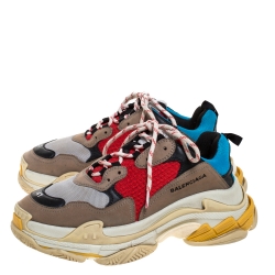 Balenciaga Multicolor Mesh, Nubuck And Leather Triple S Platform Sneakers Size 41