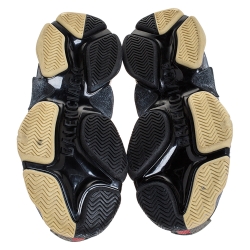 Pre Owned حذاء رياضي بالنسياغا تريبل أس منخفض من أعلى شبكة و جلد رصاصي و أسود مقاس 41