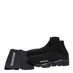 Pre Owned Balenciaga Black Knit Fabric Speed Trainer Sneakers Size 41