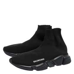 Pre Owned Balenciaga Black Knit Fabric Speed Trainer Sneakers Size 41