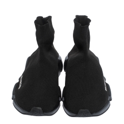 Pre Owned Balenciaga Black Knit Fabric Speed Trainer Sneakers Size 41