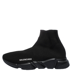 Pre Owned Balenciaga Black Knit Fabric Speed Trainer Sneakers Size 41