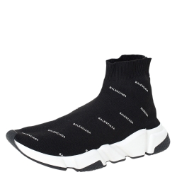 مملوكة مسبقًا حذاء رياضي بالنسياغا شعار سبيد قماش تريكو أسود مقاس 40