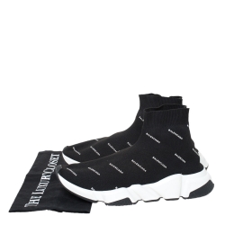 مملوكة مسبقًا حذاء رياضي بالنسياغا شعار سبيد قماش تريكو أسود مقاس 40