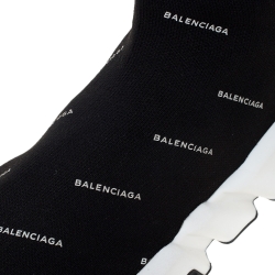 مملوكة مسبقًا حذاء رياضي بالنسياغا شعار سبيد قماش تريكو أسود مقاس 40