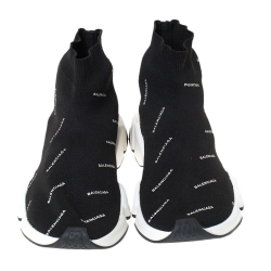 مملوكة مسبقًا حذاء رياضي بالنسياغا شعار سبيد قماش تريكو أسود مقاس 40