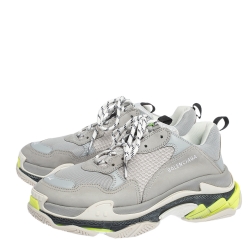 Balenciaga Grey/Neon Mesh, Nubuck And Leather Triple S Platform Sneakers Size 44