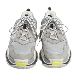 Balenciaga Grey/Neon Mesh, Nubuck And Leather Triple S Platform Sneakers Size 44
