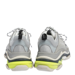 Balenciaga Grey/Neon Mesh, Nubuck And Leather Triple S Platform Sneakers Size 44