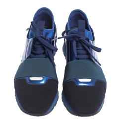 Pre Owned حذاء رياضي بالنسياغا "رايس رونرز" شبك و جلد أسود و أزرق مقاس 40