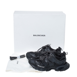 Pre Owned Balenciaga Black Leather/Mesh Track Lace Up Sneakers Size 40