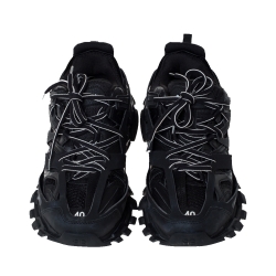 Pre Owned Balenciaga Black Leather/Mesh Track Lace Up Sneakers Size 40
