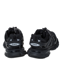 Pre Owned Balenciaga Black Leather/Mesh Track Lace Up Sneakers Size 40