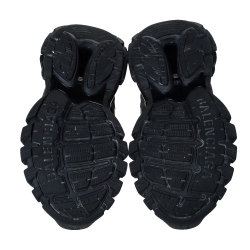 Pre Owned Balenciaga Black Leather/Mesh Track Lace Up Sneakers Size 40