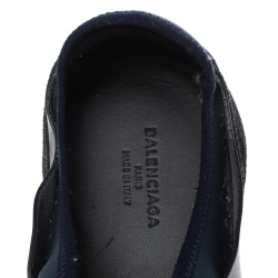 Pre Owned Balenciaga Blue Leather And Mesh Race Runner Low Top Sneakers Size 45